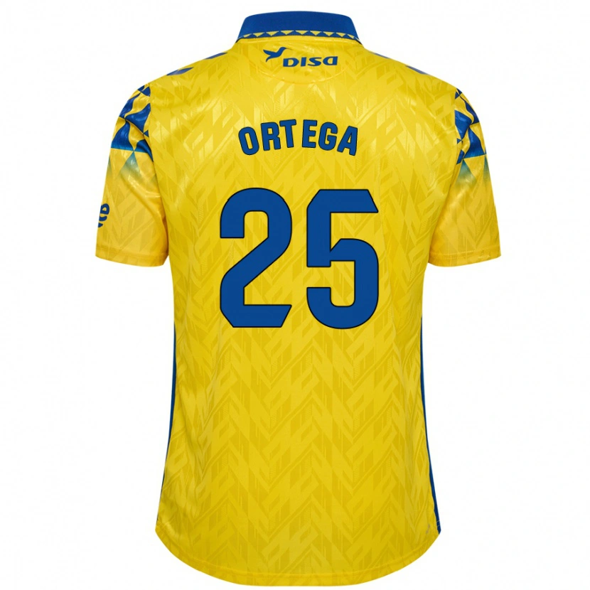 Danxen Enfant Maillot Edián Ortega #25 Jaune Bleu Tenues Domicile 2024/25 T-Shirt