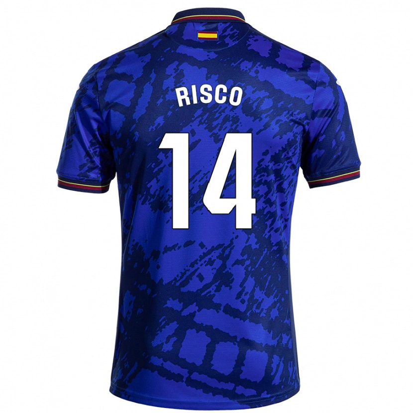 Danxen Enfant Maillot Alberto Risco #14 Bleu Foncé Tenues Domicile 2024/25 T-Shirt