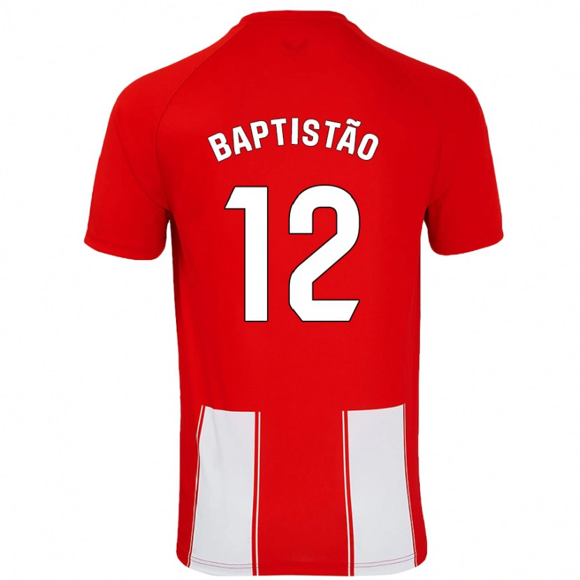 Danxen Enfant Maillot Léo Baptistão #12 Rouge Blanc Tenues Domicile 2024/25 T-Shirt