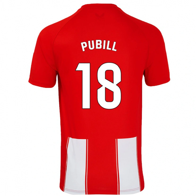 Danxen Enfant Maillot Marc Pubill #18 Rouge Blanc Tenues Domicile 2024/25 T-Shirt