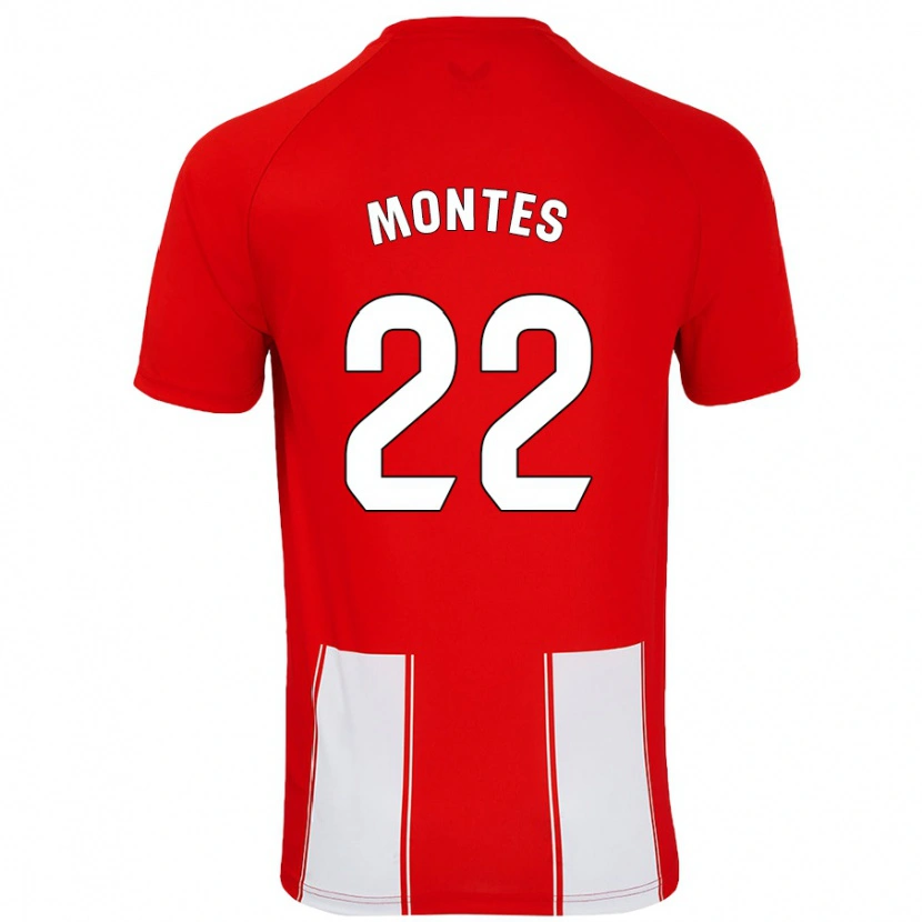 Danxen Enfant Maillot César Montes #22 Rouge Blanc Tenues Domicile 2024/25 T-Shirt