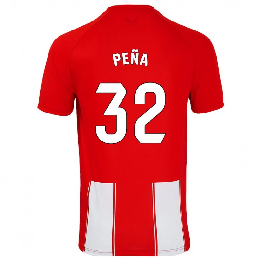 Danxen Enfant Maillot Marcos Peña #32 Rouge Blanc Tenues Domicile 2024/25 T-Shirt