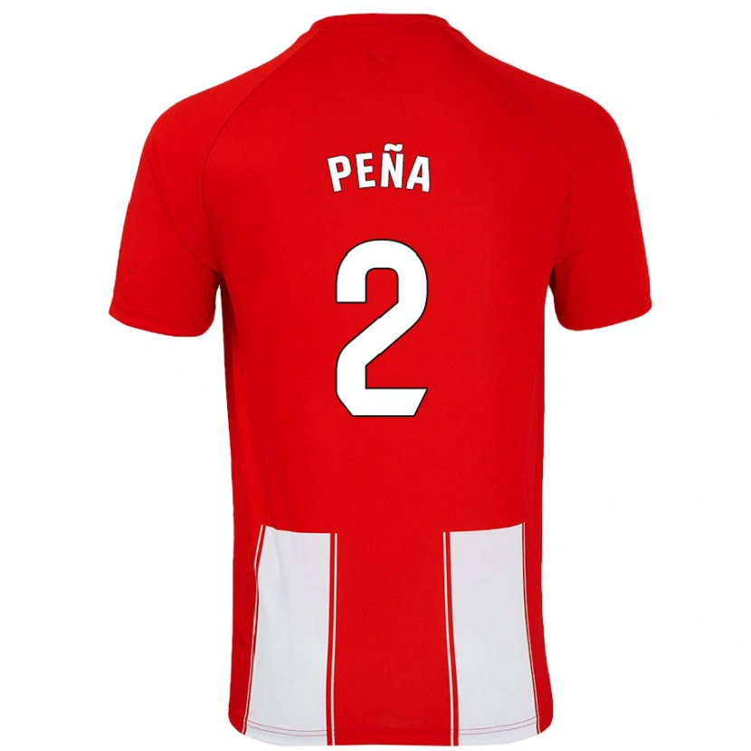 Danxen Enfant Maillot Miguel Peña #2 Rouge Blanc Tenues Domicile 2024/25 T-Shirt