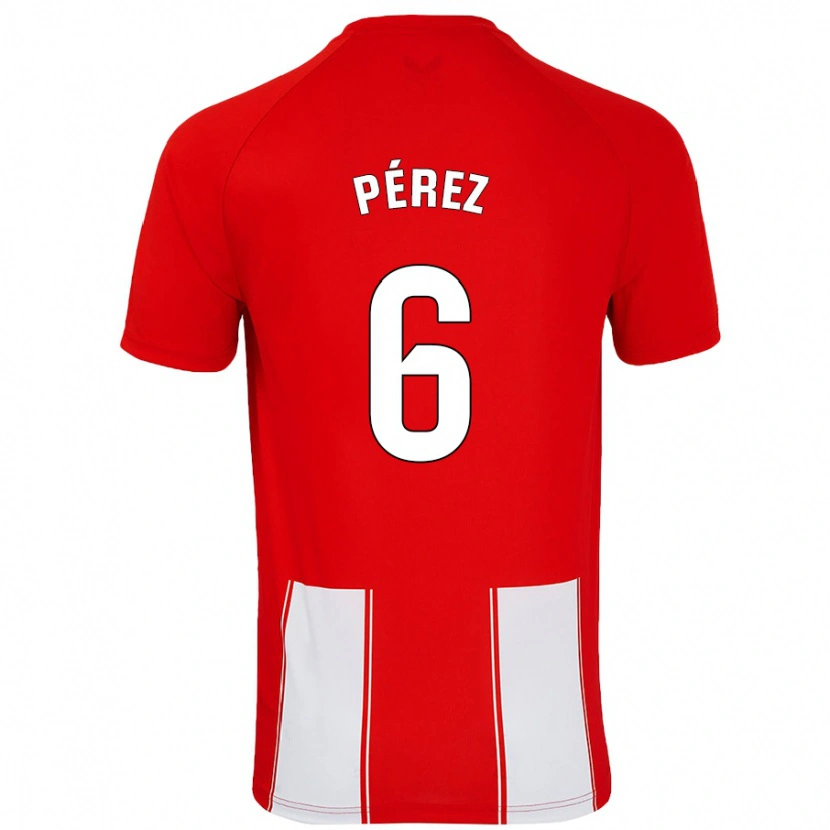 Danxen Enfant Maillot René Pérez #6 Rouge Blanc Tenues Domicile 2024/25 T-Shirt