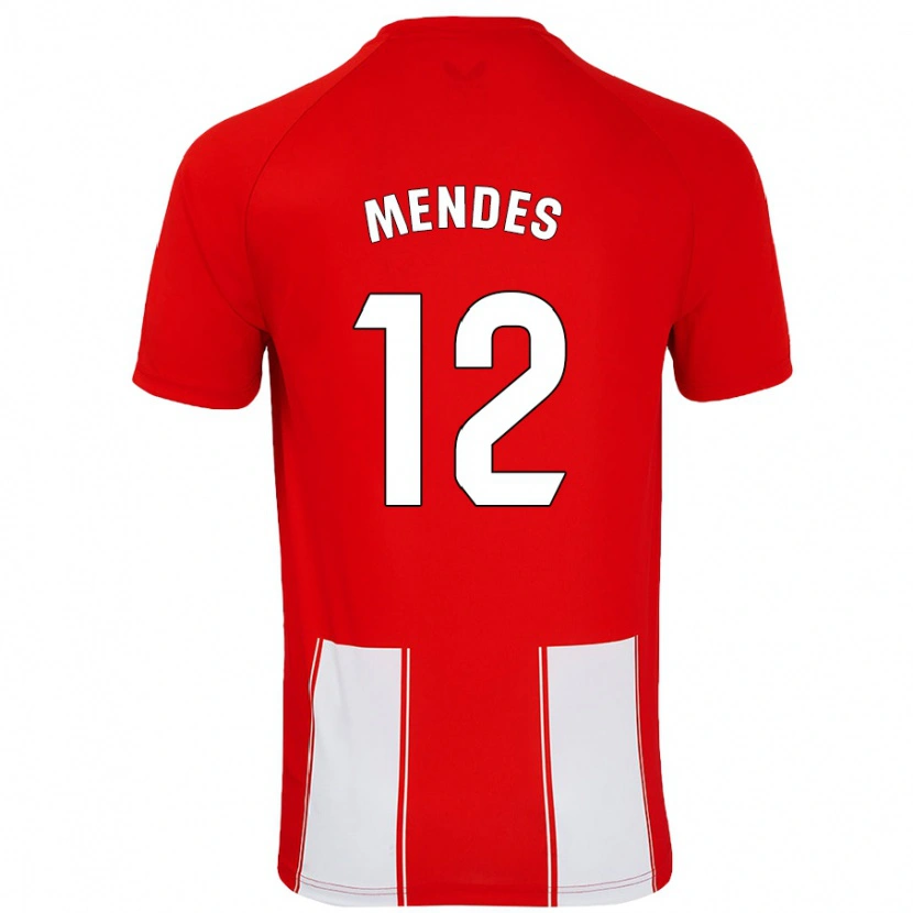 Danxen Enfant Maillot Alex Mendes #12 Rouge Blanc Tenues Domicile 2024/25 T-Shirt