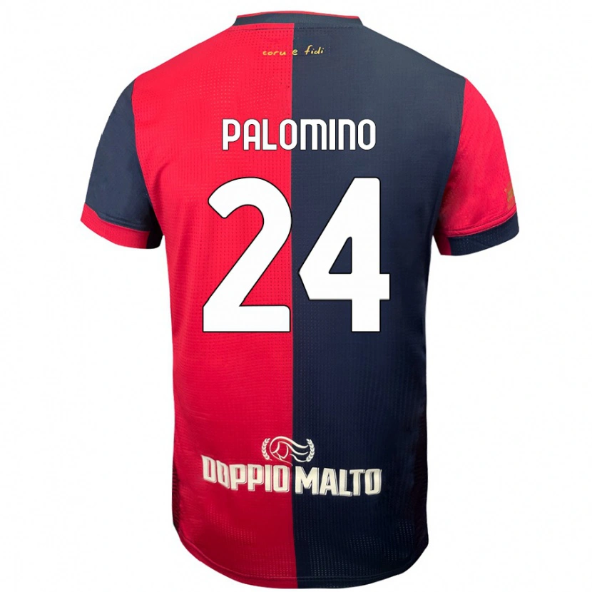 Danxen Enfant Maillot José Luis Palomino #24 Rouge Bleu Foncé Tenues Domicile 2024/25 T-Shirt