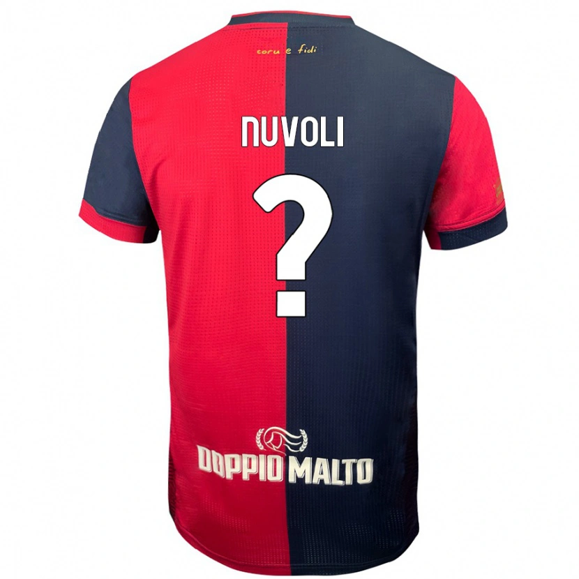 Danxen Enfant Maillot Matteo Nuvoli #0 Rouge Bleu Foncé Tenues Domicile 2024/25 T-Shirt