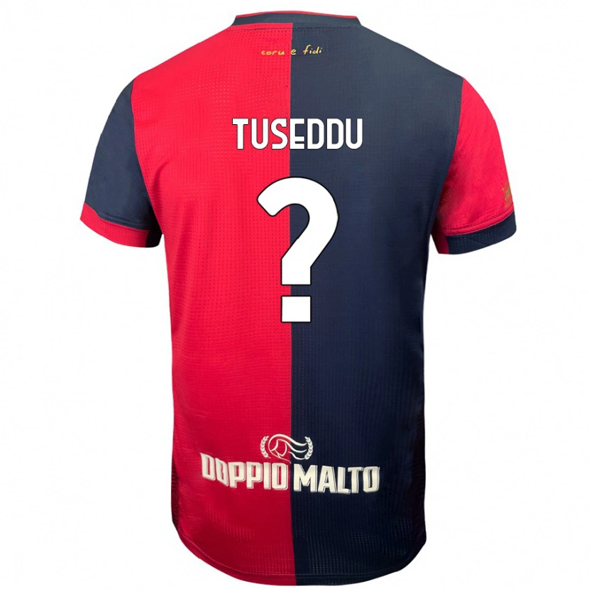 Danxen Enfant Maillot Alessio Tuseddu #0 Rouge Bleu Foncé Tenues Domicile 2024/25 T-Shirt