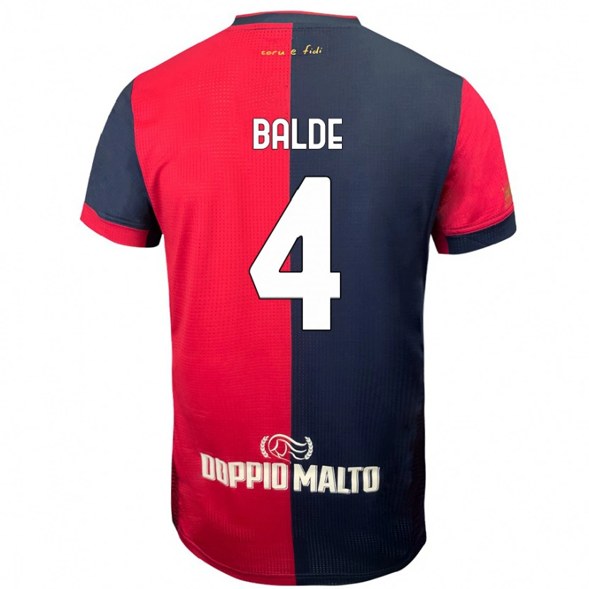 Danxen Enfant Maillot Mamadou Balde #4 Rouge Bleu Foncé Tenues Domicile 2024/25 T-Shirt