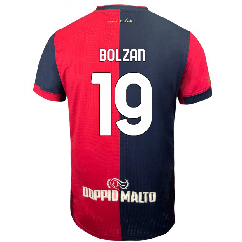 Danxen Enfant Maillot Alessandro Bolzan #19 Rouge Bleu Foncé Tenues Domicile 2024/25 T-Shirt