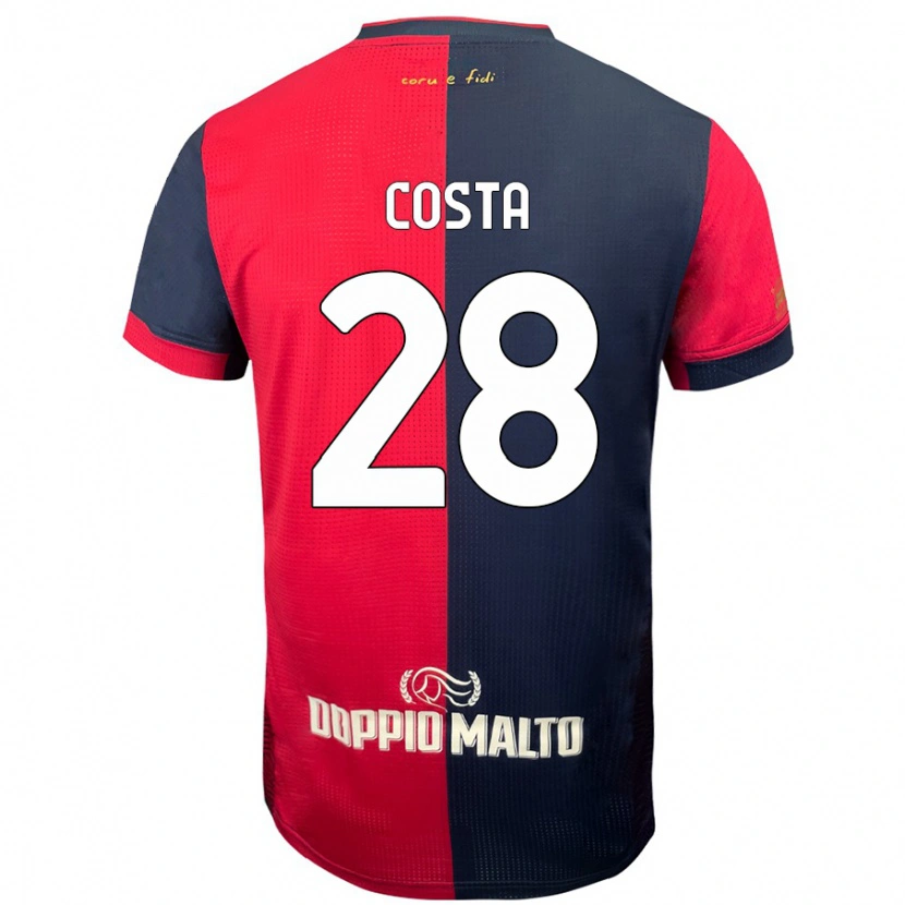 Danxen Enfant Maillot Luca Costa #28 Rouge Bleu Foncé Tenues Domicile 2024/25 T-Shirt