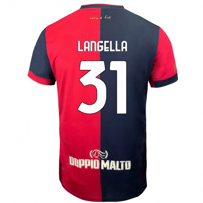 Danxen Enfant Maillot Matteo Langella #31 Rouge Bleu Foncé Tenues Domicile 2024/25 T-Shirt