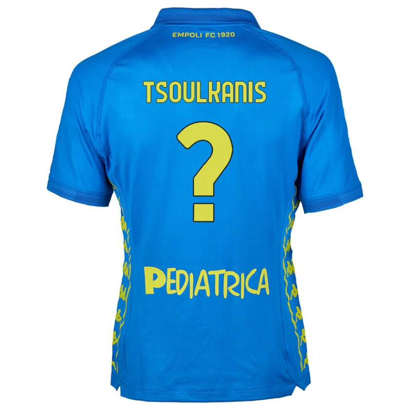 Danxen Enfant Maillot Konstantinos Tsoulkanis #0 Bleu Tenues Domicile 2024/25 T-Shirt