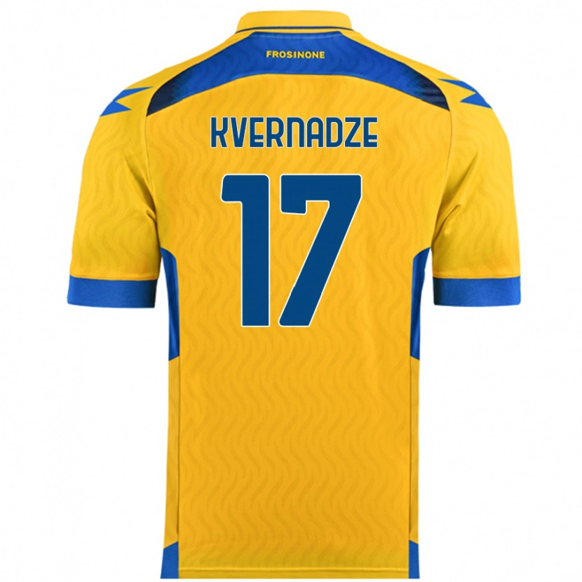 Danxen Enfant Maillot Giorgi Kvernadze #17 Jaune Tenues Domicile 2024/25 T-Shirt