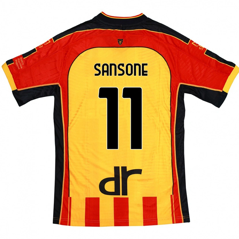 Danxen Enfant Maillot Nicola Sansone #11 Jaune Rouge Tenues Domicile 2024/25 T-Shirt