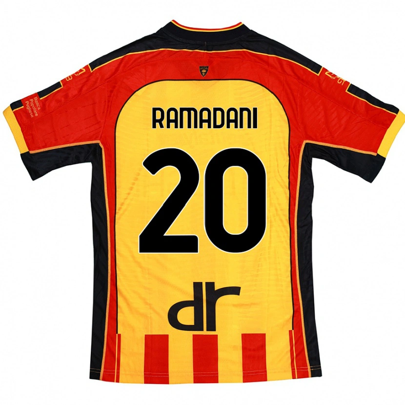 Danxen Enfant Maillot Ylber Ramadani #20 Jaune Rouge Tenues Domicile 2024/25 T-Shirt