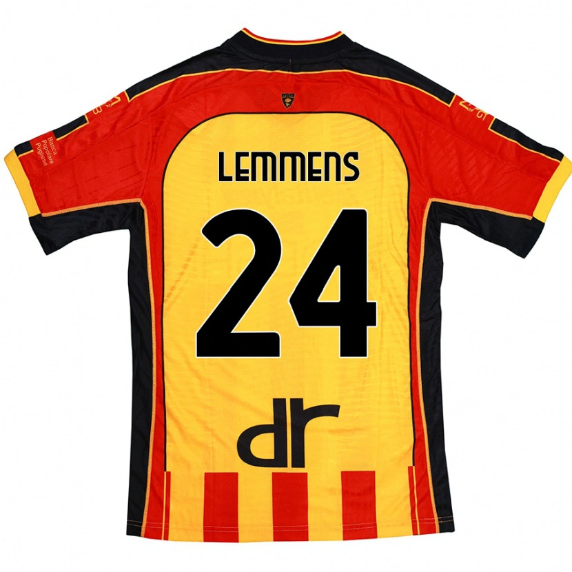 Danxen Enfant Maillot Mats Lemmens #24 Jaune Rouge Tenues Domicile 2024/25 T-Shirt