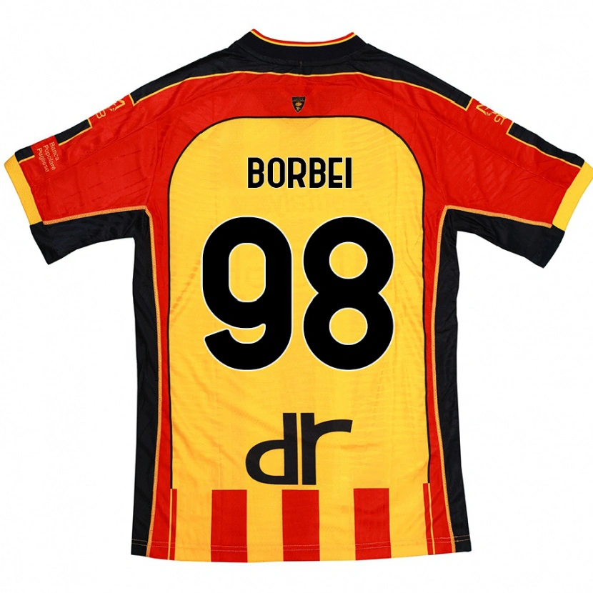 Danxen Enfant Maillot Alexandru Borbei #98 Jaune Rouge Tenues Domicile 2024/25 T-Shirt