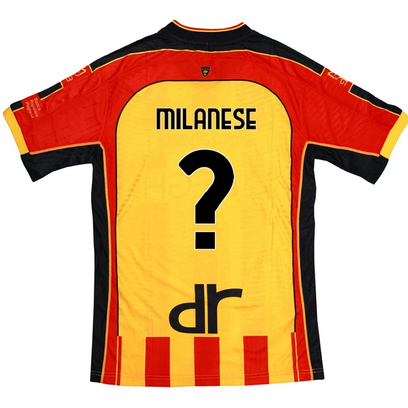 Danxen Enfant Maillot Gianmarco Milanese #0 Jaune Rouge Tenues Domicile 2024/25 T-Shirt