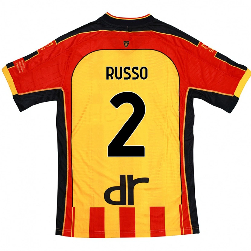 Danxen Enfant Maillot Luca Russo #2 Jaune Rouge Tenues Domicile 2024/25 T-Shirt