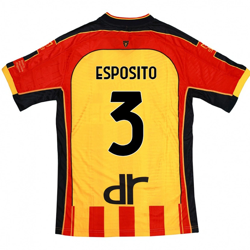 Danxen Enfant Maillot Sebastian Esposito #3 Jaune Rouge Tenues Domicile 2024/25 T-Shirt