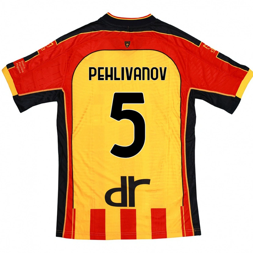 Danxen Enfant Maillot Cristian Pehlivanov #5 Jaune Rouge Tenues Domicile 2024/25 T-Shirt