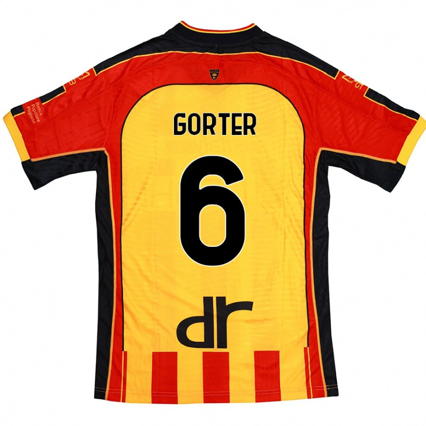 Danxen Enfant Maillot Olaf Gorter #6 Jaune Rouge Tenues Domicile 2024/25 T-Shirt