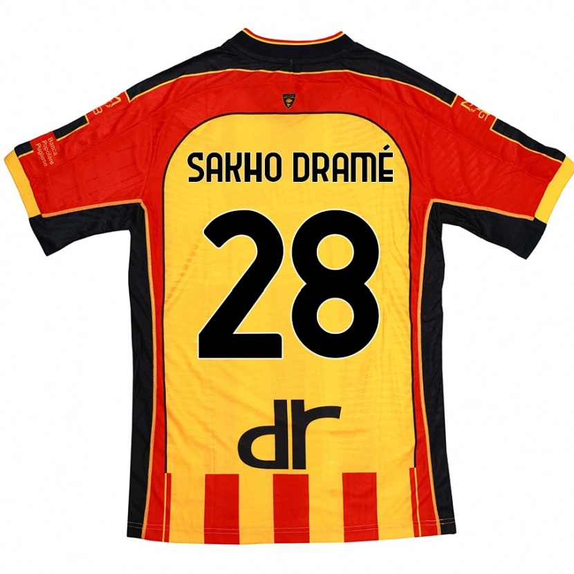 Danxen Enfant Maillot Samba Sakho Dramé #28 Jaune Rouge Tenues Domicile 2024/25 T-Shirt