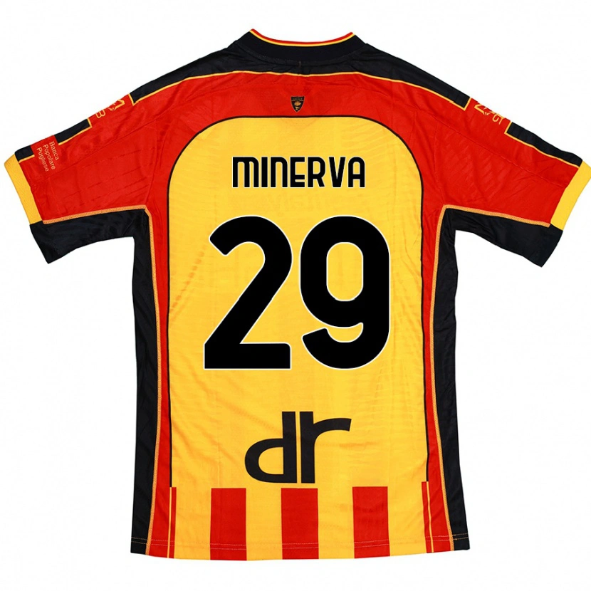 Danxen Enfant Maillot Francesco Minerva #29 Jaune Rouge Tenues Domicile 2024/25 T-Shirt