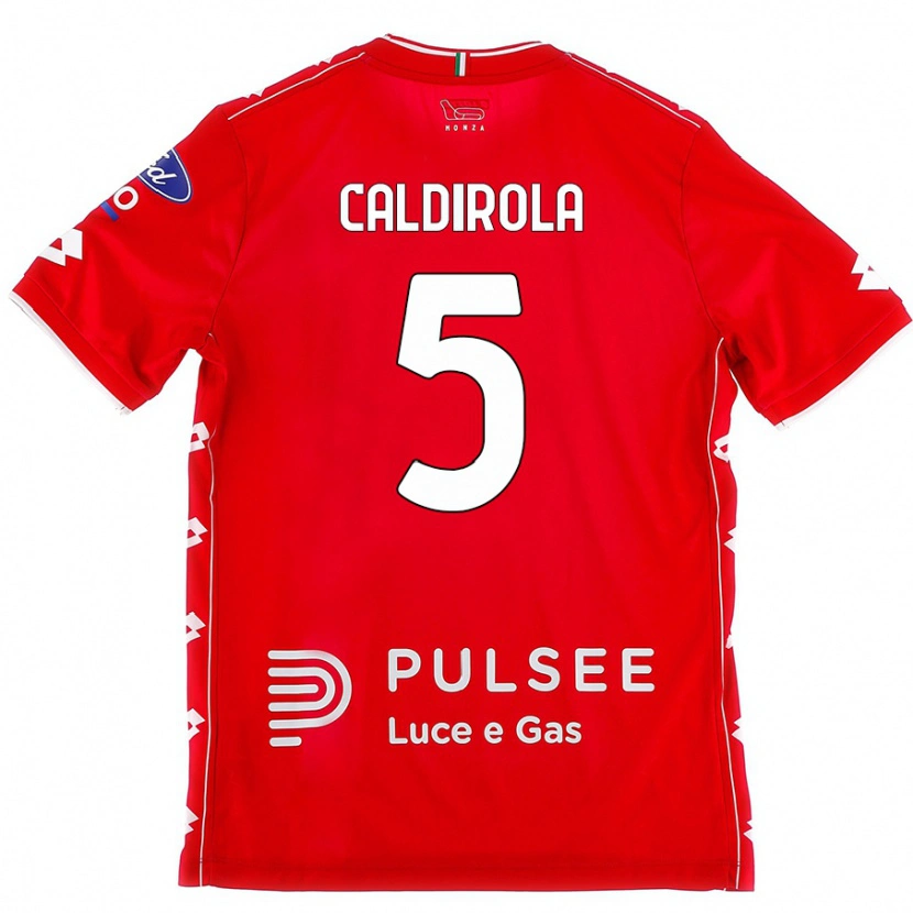 Danxen Enfant Maillot Luca Caldirola #5 Rouge Blanc Tenues Domicile 2024/25 T-Shirt