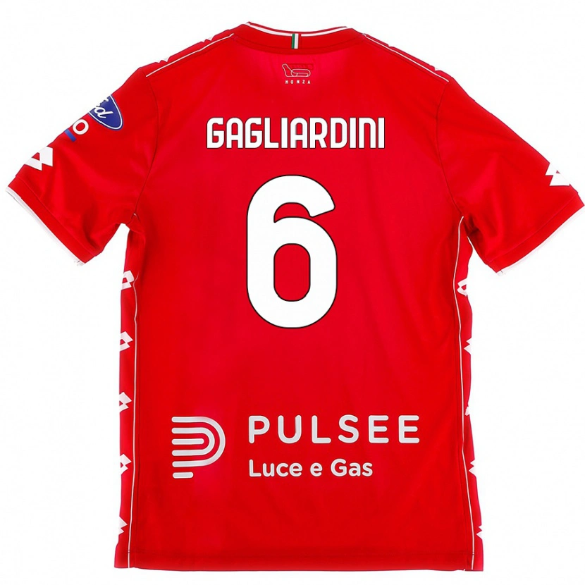 Danxen Enfant Maillot Roberto Gagliardini #6 Rouge Blanc Tenues Domicile 2024/25 T-Shirt