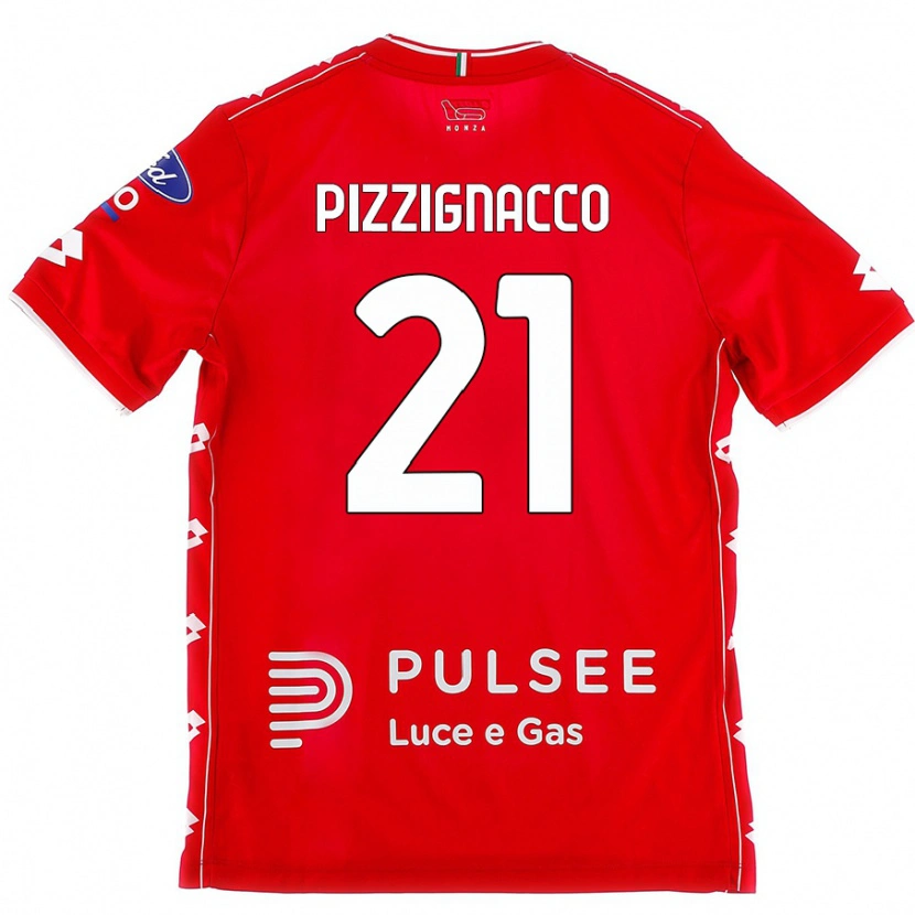 Danxen Enfant Maillot Semuel Pizzignacco #21 Rouge Blanc Tenues Domicile 2024/25 T-Shirt