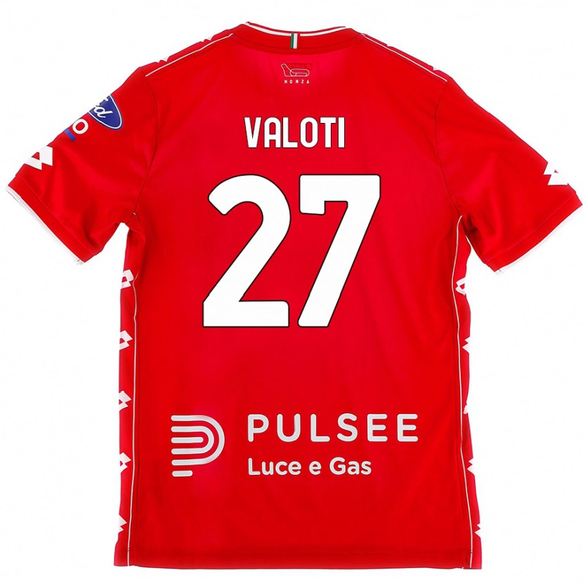 Danxen Enfant Maillot Mattia Valoti #27 Rouge Blanc Tenues Domicile 2024/25 T-Shirt