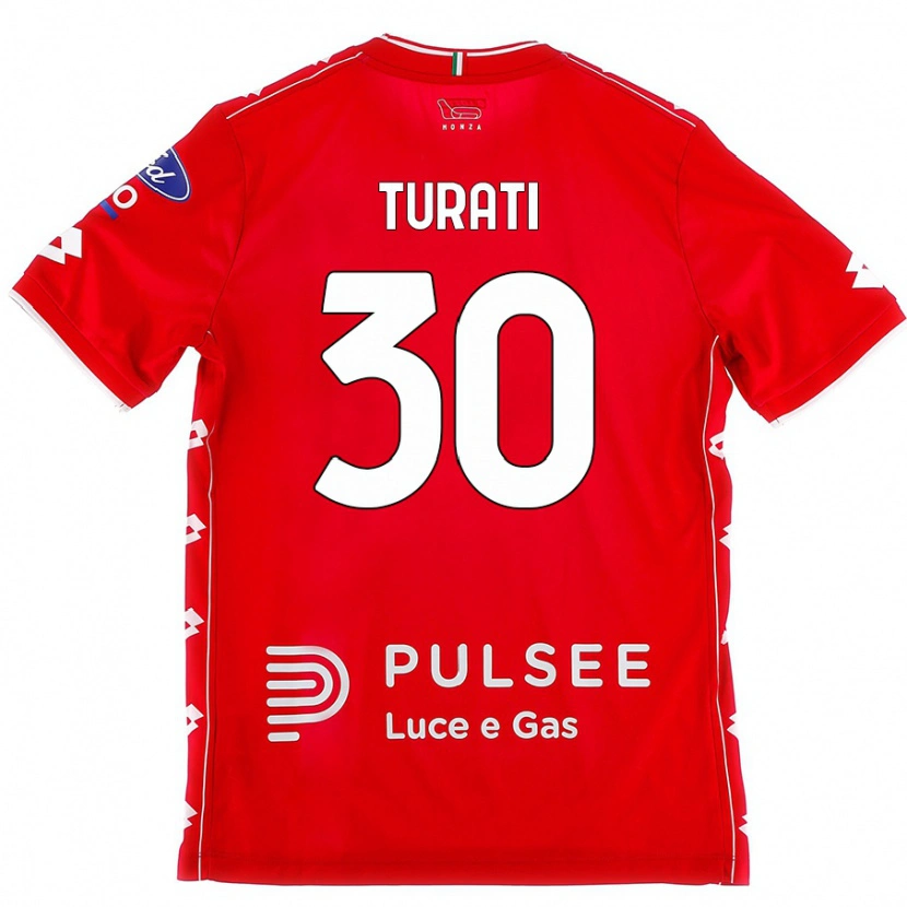 Danxen Enfant Maillot Stefano Turati #30 Rouge Blanc Tenues Domicile 2024/25 T-Shirt