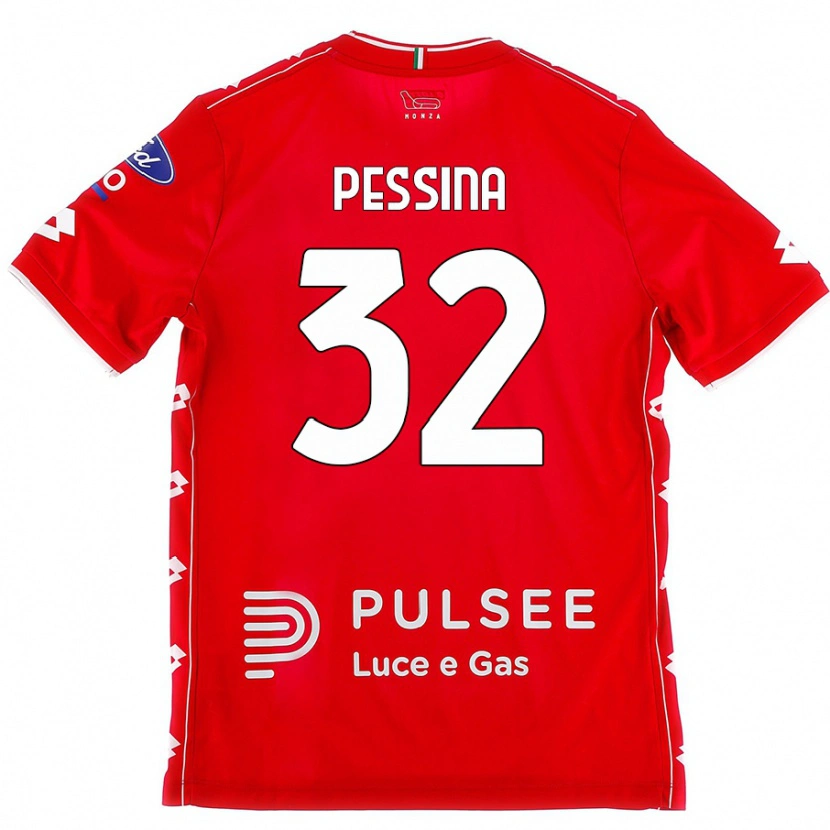 Danxen Enfant Maillot Matteo Pessina #32 Rouge Blanc Tenues Domicile 2024/25 T-Shirt