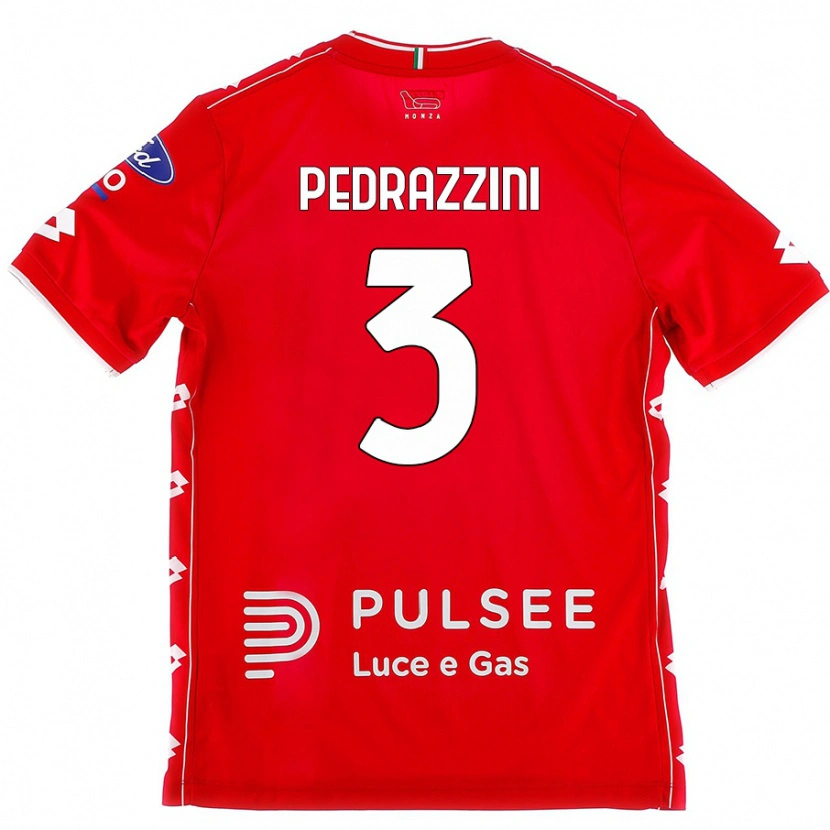 Danxen Enfant Maillot Carlo Pedrazzini #3 Rouge Blanc Tenues Domicile 2024/25 T-Shirt