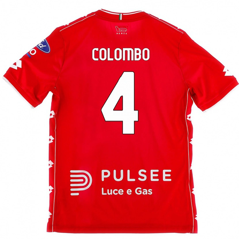 Danxen Enfant Maillot Leonardo Colombo #4 Rouge Blanc Tenues Domicile 2024/25 T-Shirt