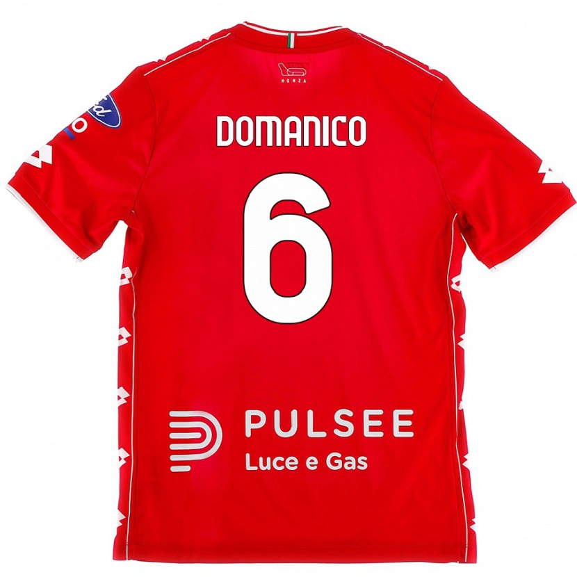 Danxen Enfant Maillot Saverio Domanico #6 Rouge Blanc Tenues Domicile 2024/25 T-Shirt