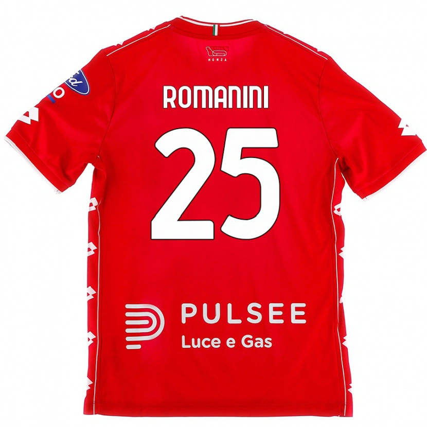 Danxen Enfant Maillot Andrea Romanini #25 Rouge Blanc Tenues Domicile 2024/25 T-Shirt