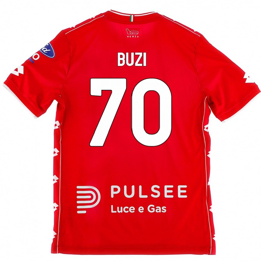 Danxen Enfant Maillot Luis Buzi #70 Rouge Blanc Tenues Domicile 2024/25 T-Shirt