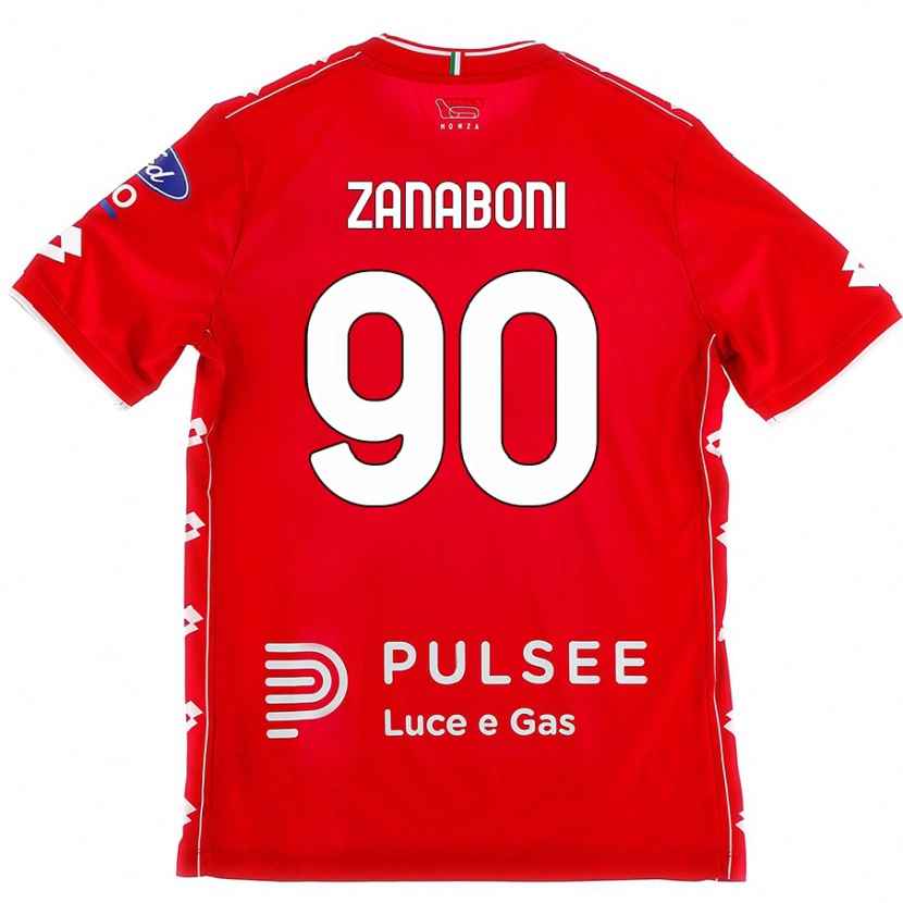 Danxen Enfant Maillot Emanuele Zanaboni #90 Rouge Blanc Tenues Domicile 2024/25 T-Shirt