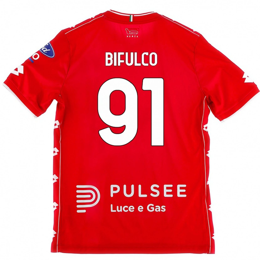 Danxen Enfant Maillot Davide Bifulco #91 Rouge Blanc Tenues Domicile 2024/25 T-Shirt