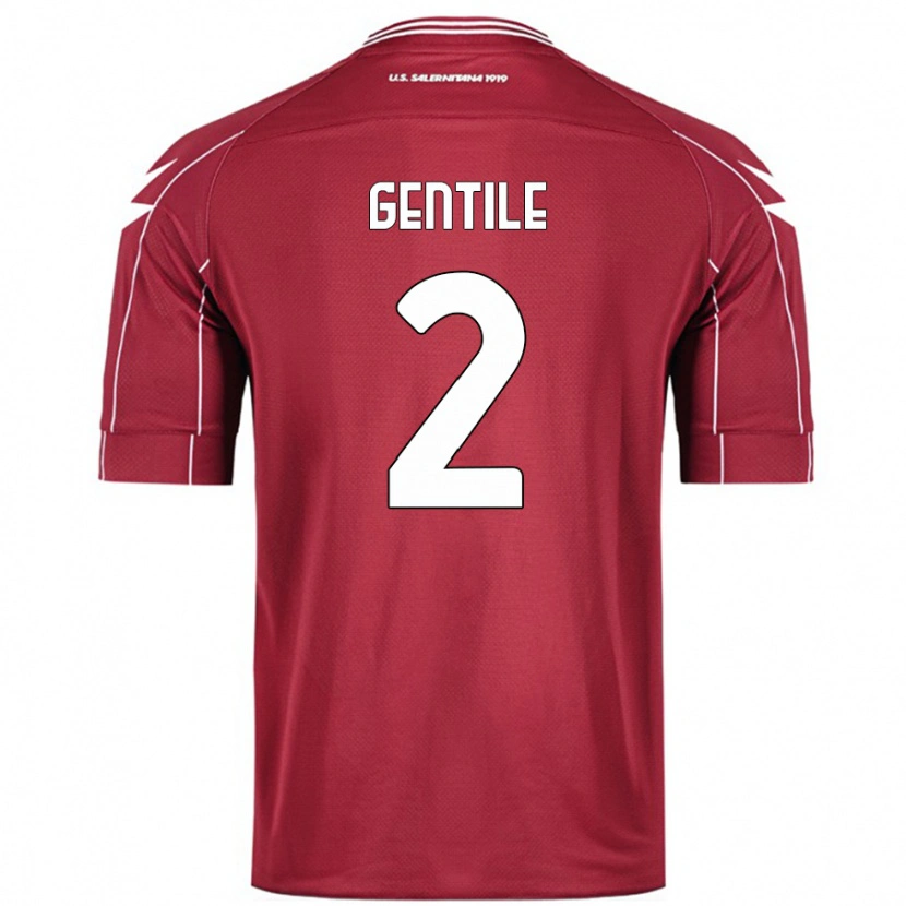 Danxen Enfant Maillot Davide Gentile #2 Bordeaux Tenues Domicile 2024/25 T-Shirt