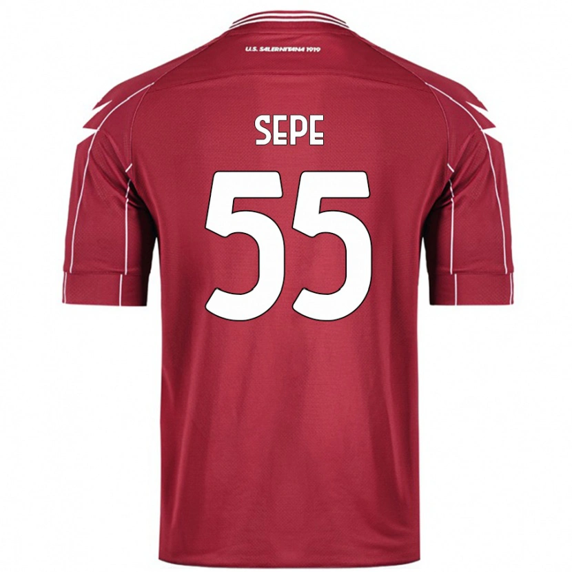 Danxen Enfant Maillot Luigi Sepe #55 Bordeaux Tenues Domicile 2024/25 T-Shirt