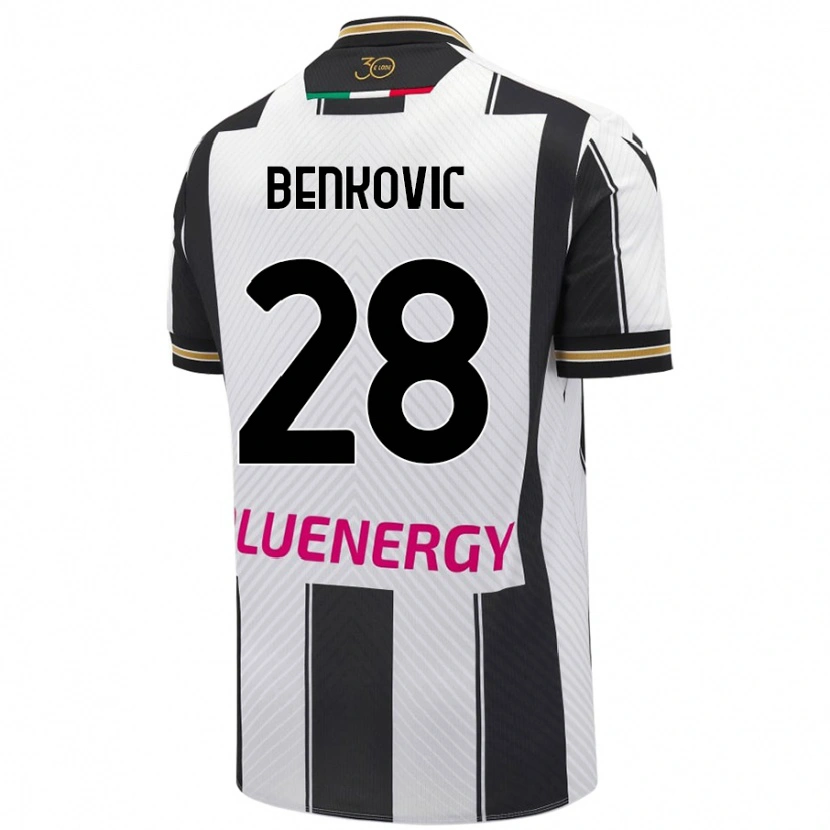 Danxen Enfant Maillot Filip Benkovic #28 Blanc Noir Tenues Domicile 2024/25 T-Shirt