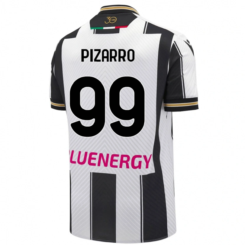 Danxen Enfant Maillot Damián Pizarro #99 Blanc Noir Tenues Domicile 2024/25 T-Shirt