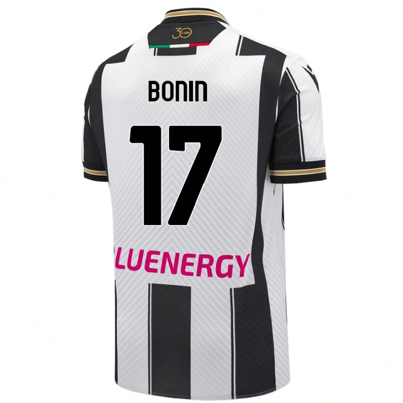 Danxen Enfant Maillot Luca Bonin #17 Blanc Noir Tenues Domicile 2024/25 T-Shirt