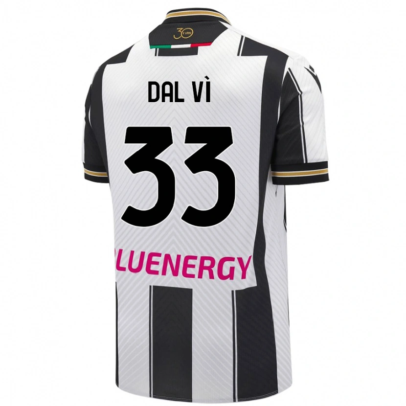 Danxen Enfant Maillot Matteo Dal Vì #33 Blanc Noir Tenues Domicile 2024/25 T-Shirt