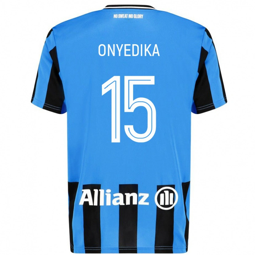 Danxen Enfant Maillot Raphael Onyedika #15 Bleu Ciel Noir Tenues Domicile 2024/25 T-Shirt