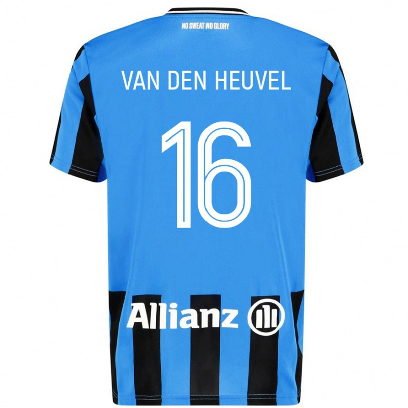 Danxen Enfant Maillot Dani Van Den Heuvel #16 Bleu Ciel Noir Tenues Domicile 2024/25 T-Shirt